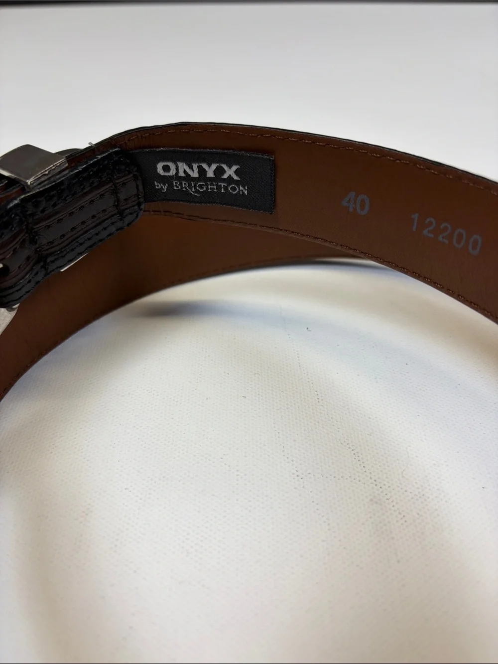 ONYX BY BRIGHTON MENS BLACK BROWN LEATHER WESTERN  SIZE 40 SILVER BUCKLE